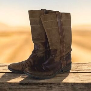 Stonefly Brown Suede Riding Boots Western Work Wear Leather Mid Calf Distressed